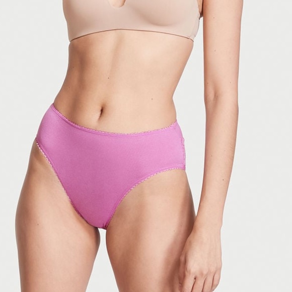 Victoria's Secret Stretch Cotton High-Leg Brief Panty Orchid Pink Small NEW - Picture 3 of 7
